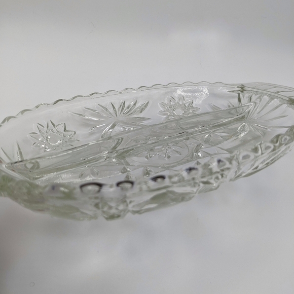ANCHOR Hocking Star of David Clear Pressed Glass Divided Relish Dish / Tray - Picture 5 of 7